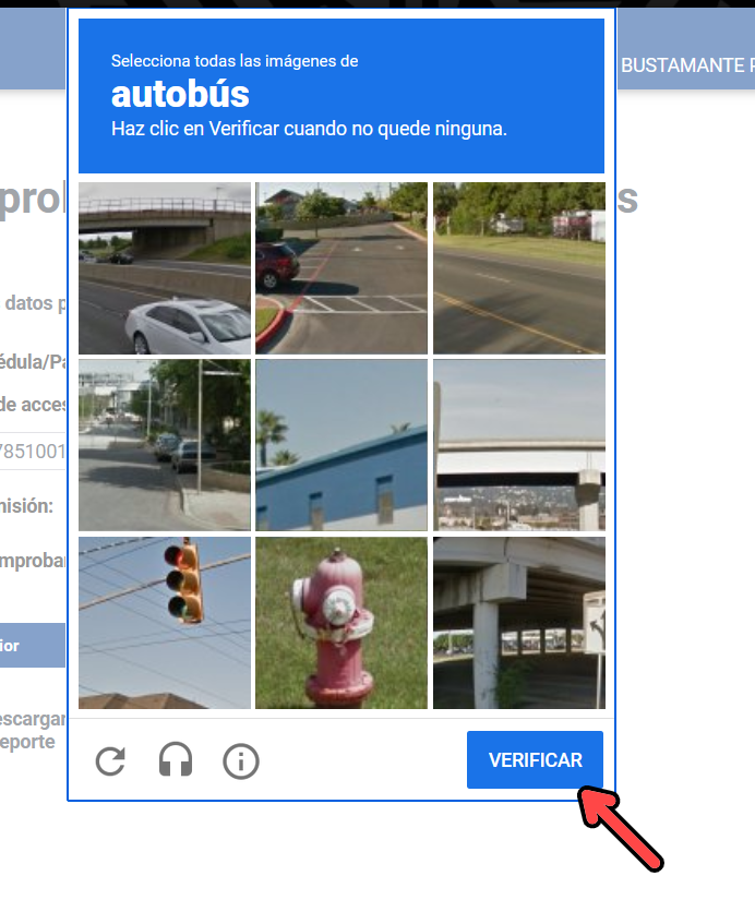 Ventana de reCAPTCHA